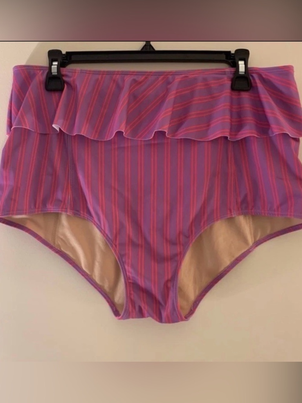 Kortni Jeane High-Waisted Swim Bikini Bottoms Striped Size XL Women's